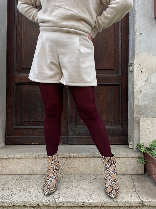 Bermuda scamosciato panna