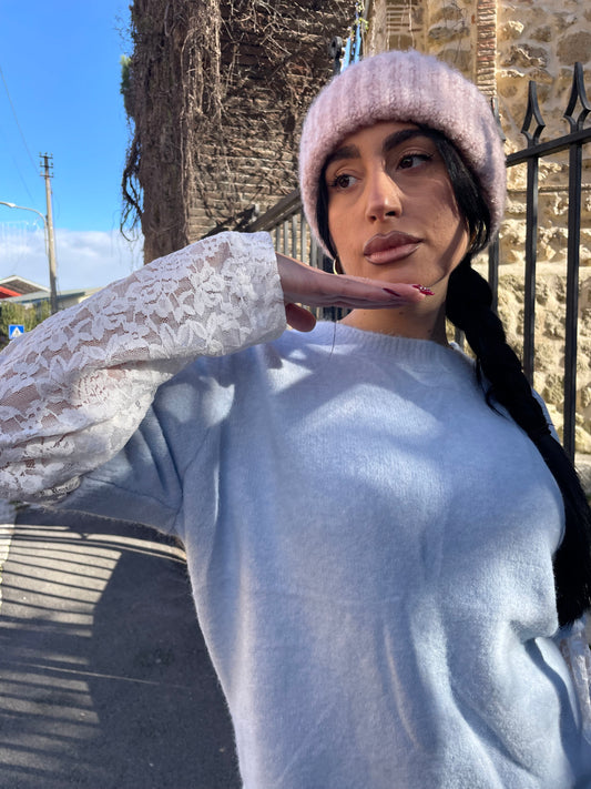 Maglioncino cielo pizzo