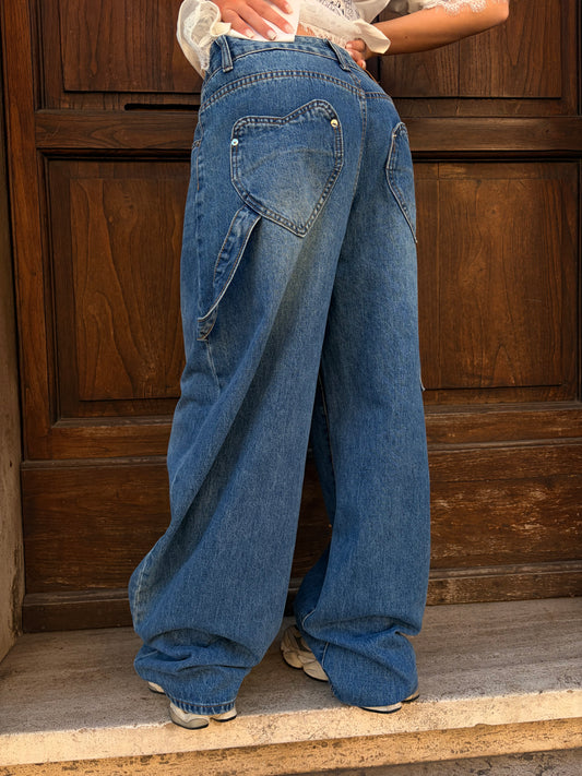Jeans cuori blu