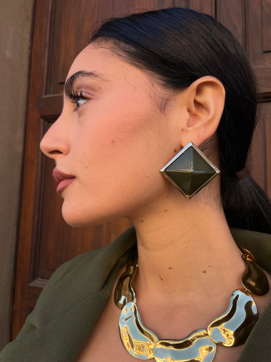 Orecchìni rombo oliva