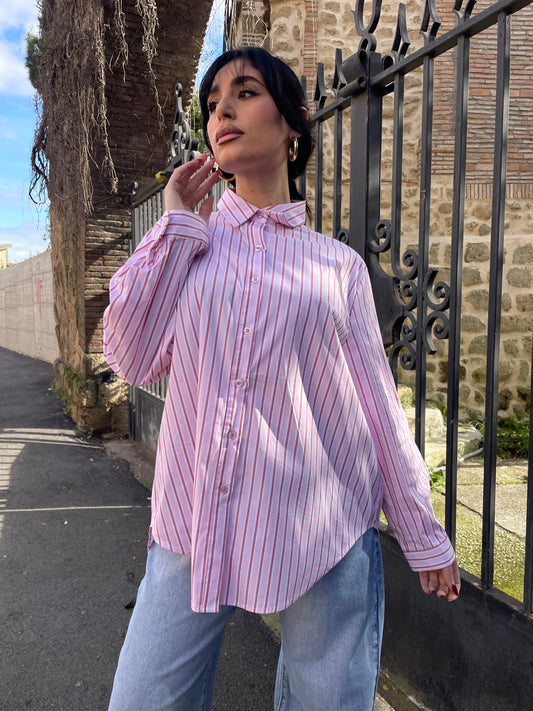 Camicia pink Strip