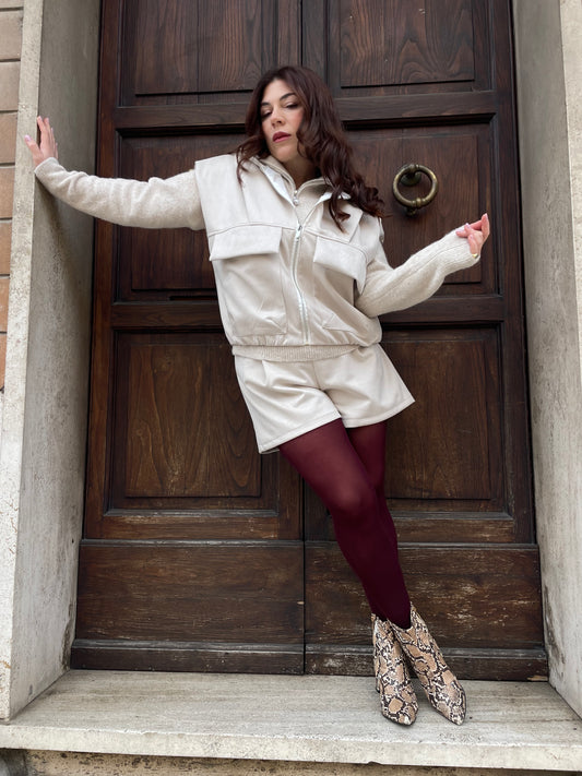 Smanicato scamosciato panna