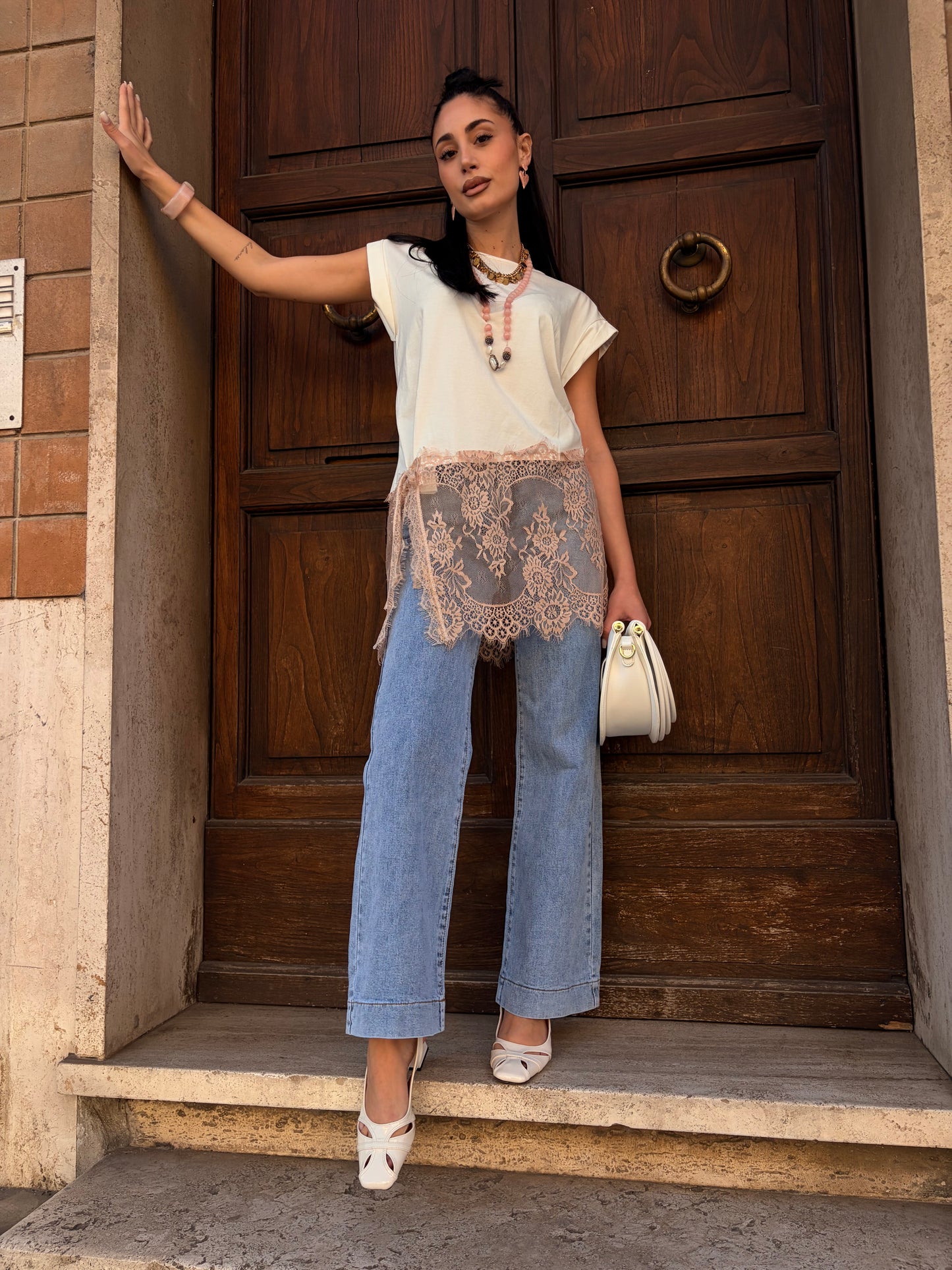 T-shirt pizzo rosa