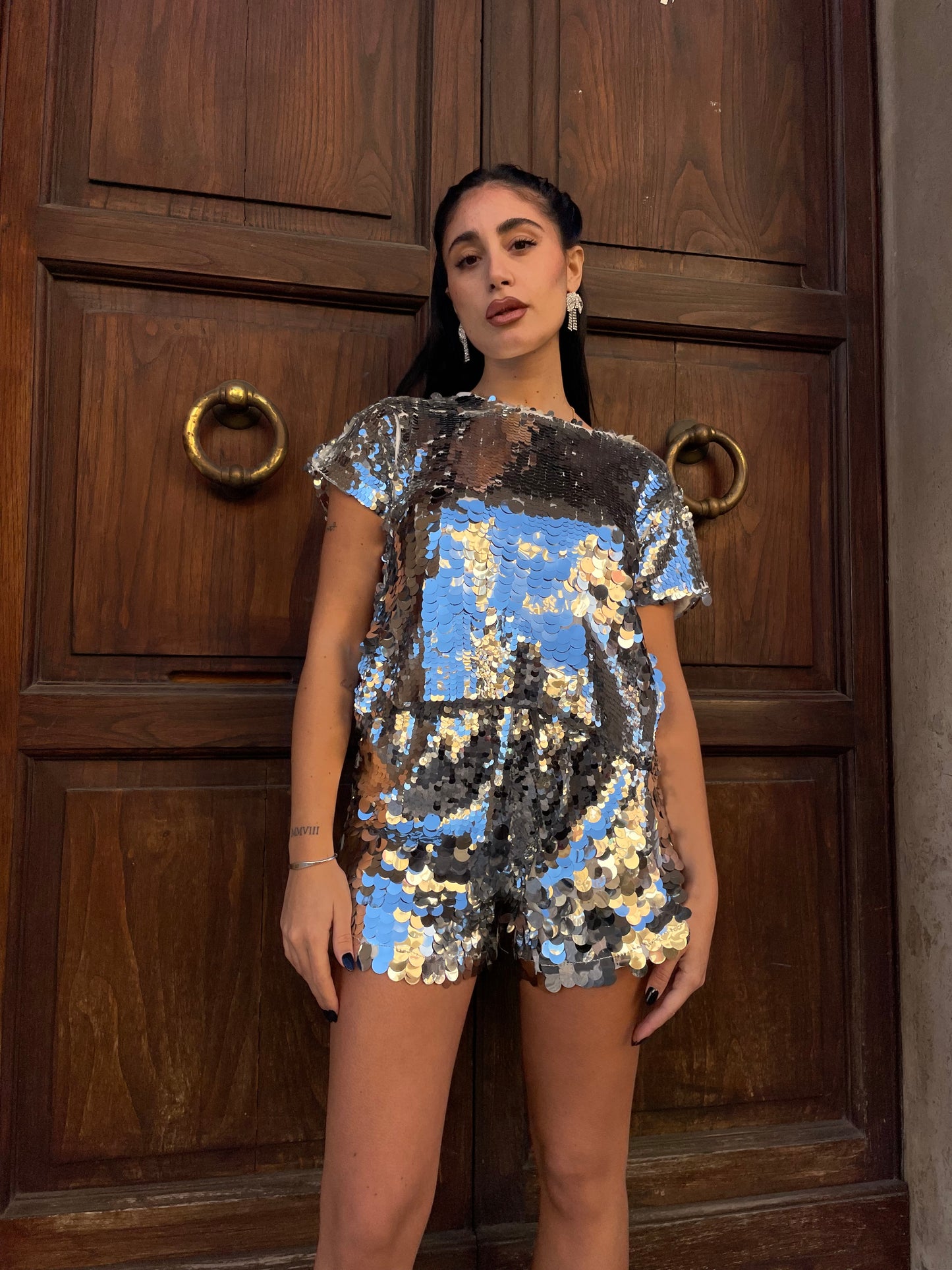 Coordinato paillette silver