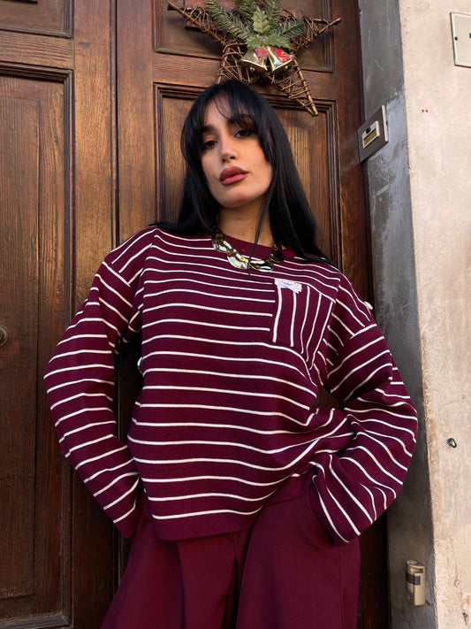 Maglioncino Strip Borgogna