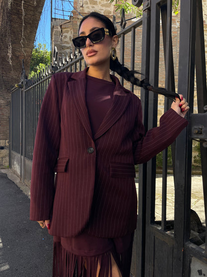 Giacca Borgogna gessata