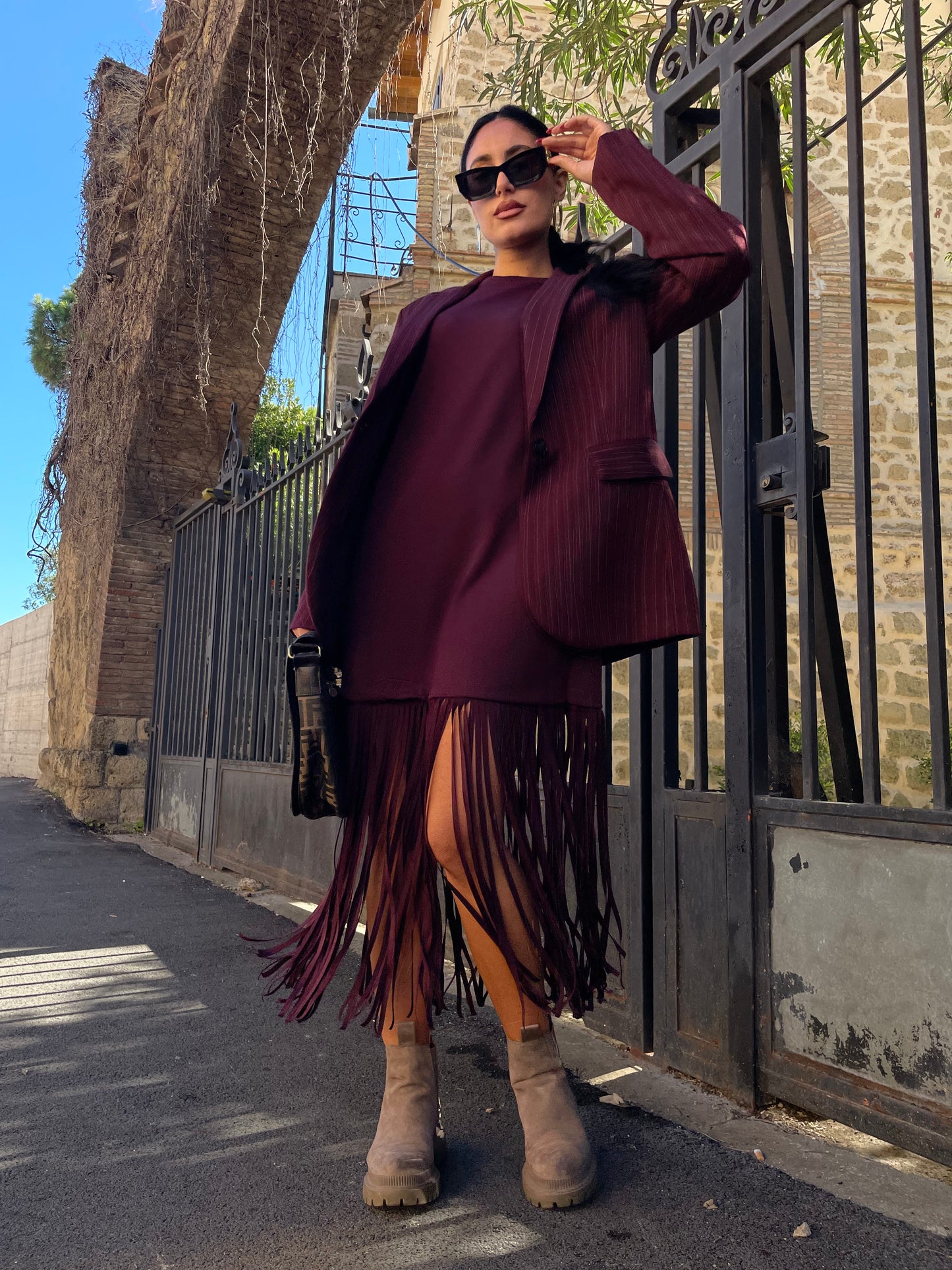 Abito frange Borgogna