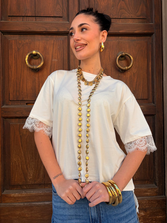 T-shirt pizzo bianco