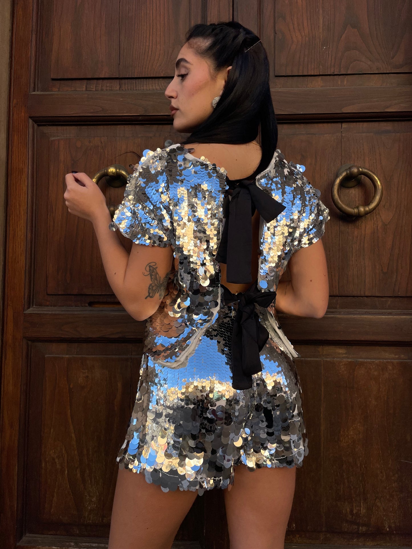 Coordinato paillette silver