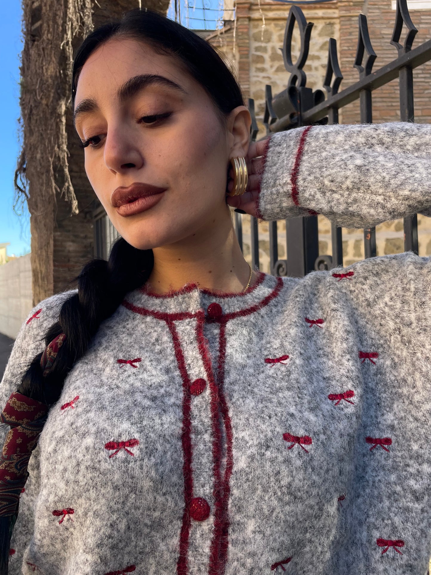 Cardigan Grey fiocchetto