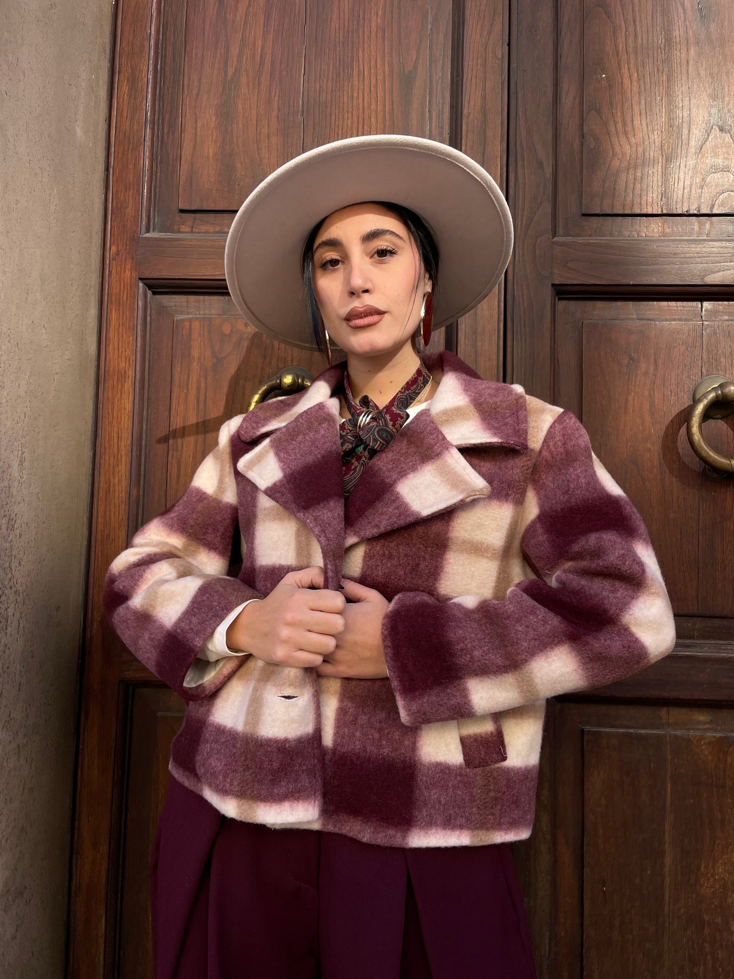 Cappottino quadri Borgogna