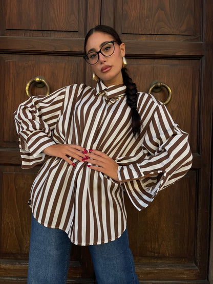 Camicia big Strip cacao
