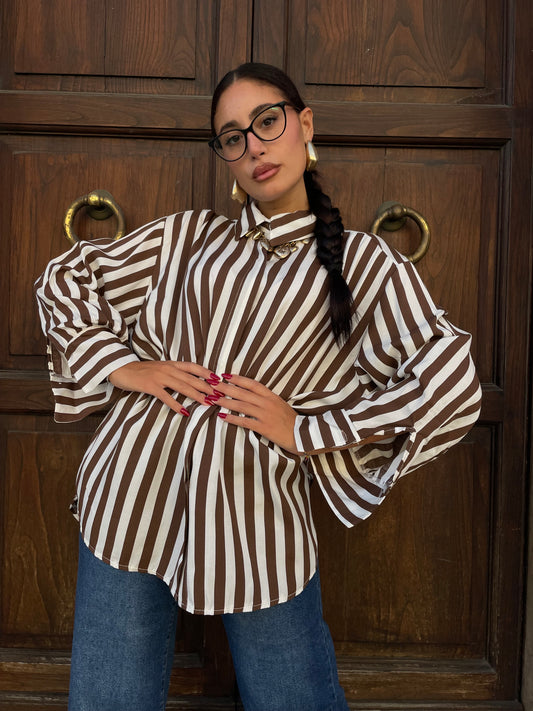 Camicia big Strip cacao