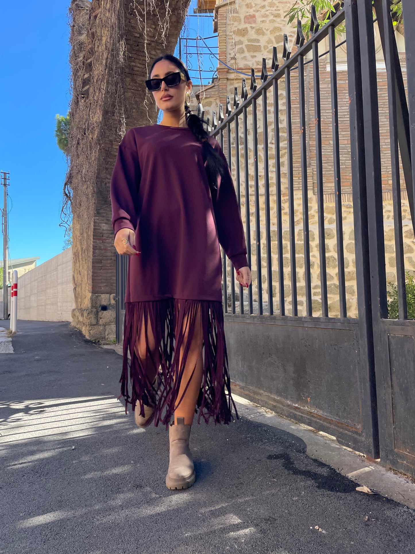 Abito frange Borgogna