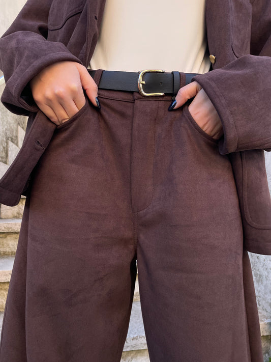 Pantalone carrot in Suede