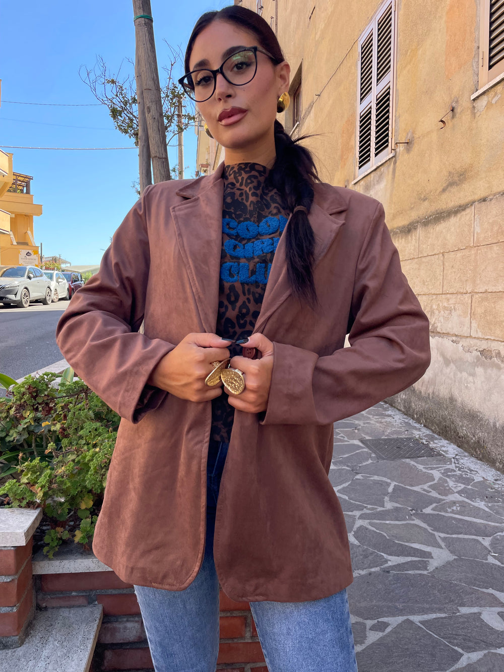 Giacca suede camel