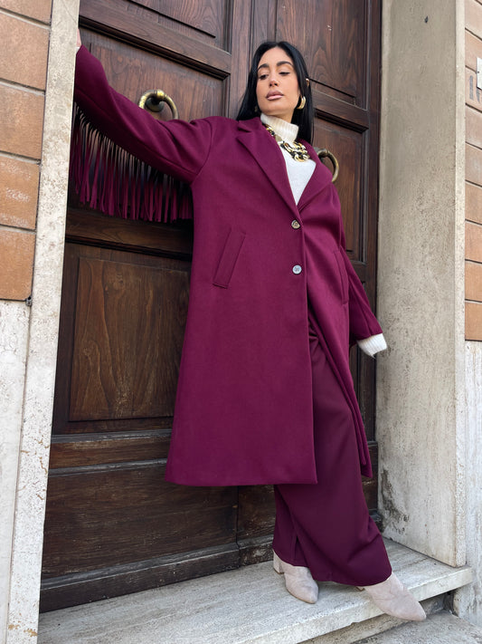 Cappotto Borgogna fringe