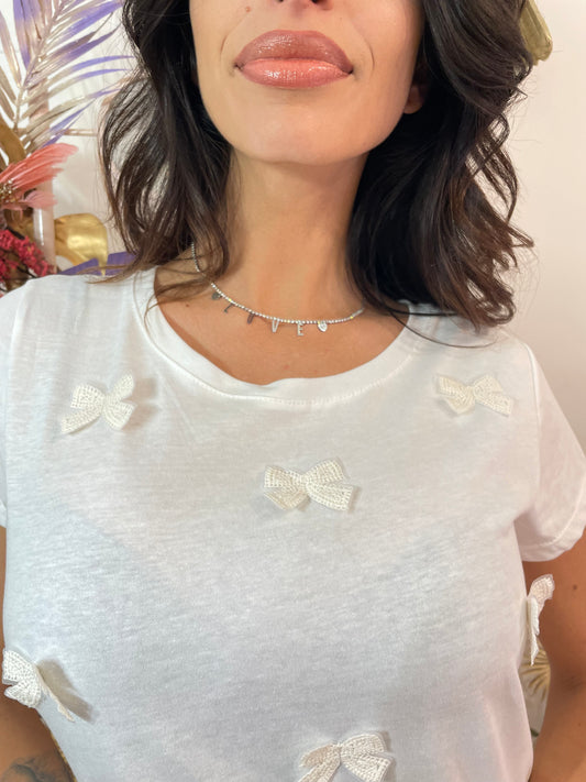 T-shirt fiocchi panna