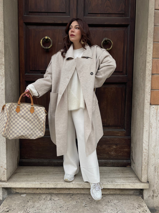 Cappotto casual panna