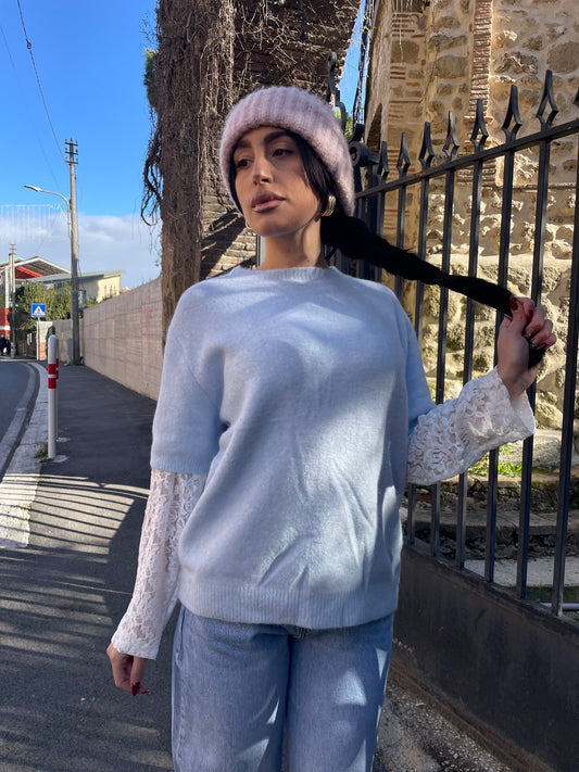 Maglioncino cielo pizzo
