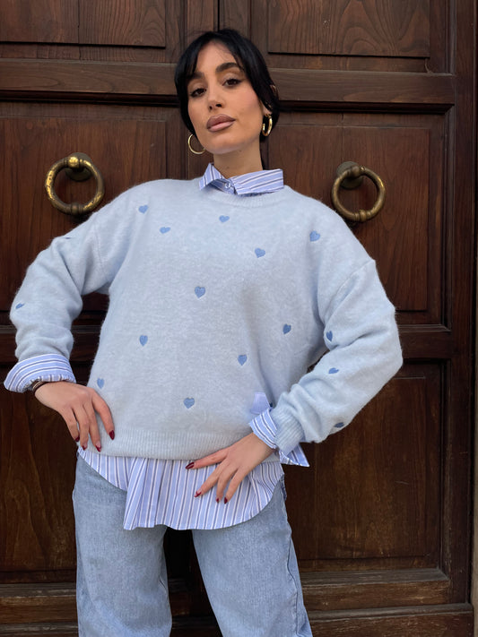 Maglione cuori cielo