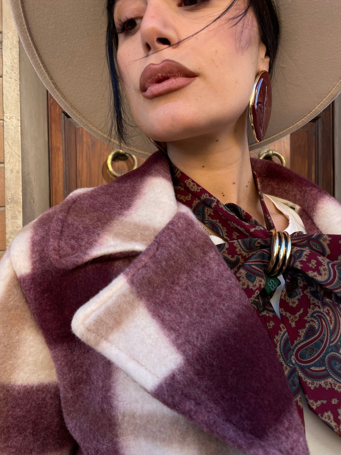 Cappottino quadri Borgogna